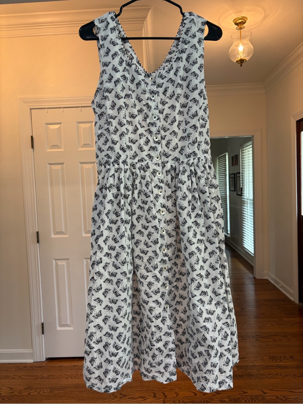 White Sleeveless Button-Front Dress